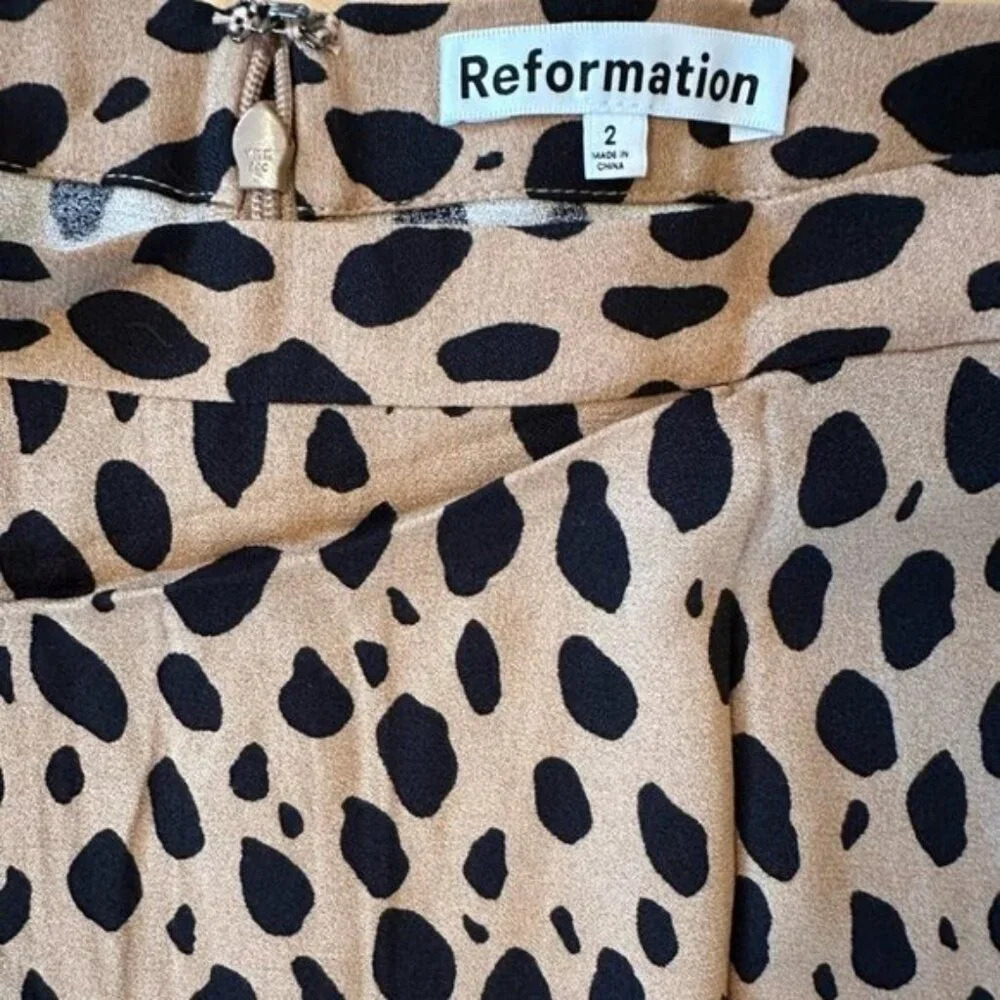 NEW Reformation Bea Skirt in Leopard | Brown/Tan - size 2 - Picture 9 of 10